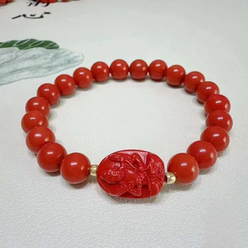 Cinnabar narukvica – ručno izrađene okrugle kuglice, novi kineski stil, unisex, Yiwu podrijetlo