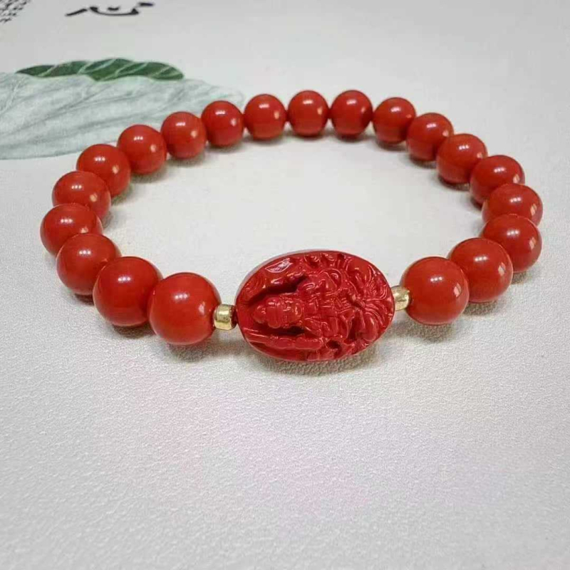 Cinnabar narukvica – ručno izrađene okrugle kuglice, novi kineski stil, unisex, Yiwu podrijetlo