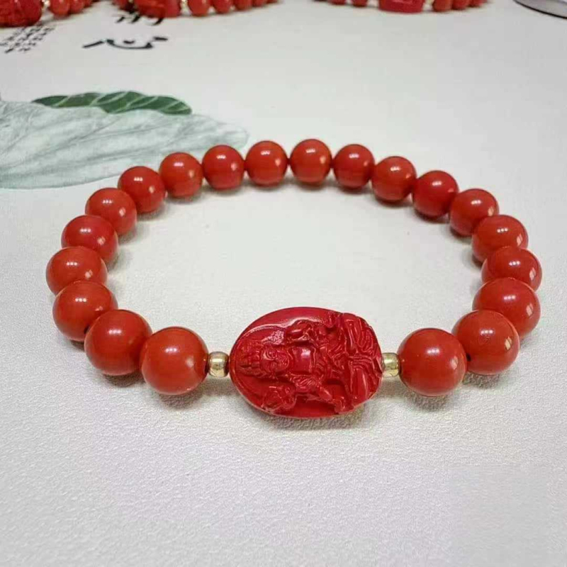 Cinnabar narukvica – ručno izrađene okrugle kuglice, novi kineski stil, unisex, Yiwu podrijetlo