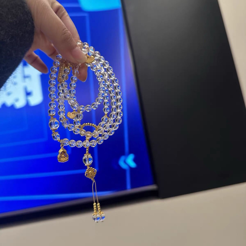 Narukvica s kristalnim perlama, bez bočnih kamenčića, 925 srebrni dodaci