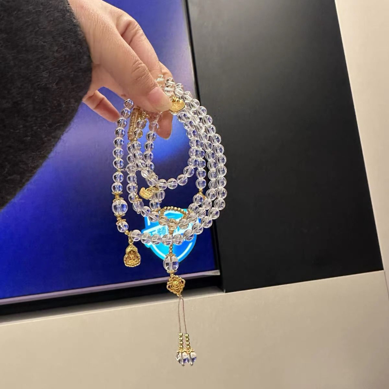 Narukvica s kristalnim perlama, bez bočnih kamenčića, 925 srebrni dodaci