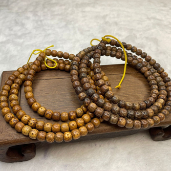 Bodhi náramok Hviezda-Mesiac, 108 korálok, ručná výroba, prírodné, leštené, moderný minimalistický štýl