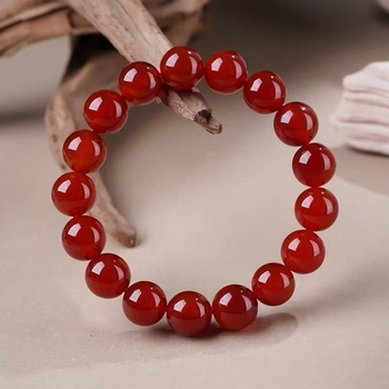 Crvena ahat narukvica, elegantan minimalistički dizajn, 10 mm perle, unisex modni dodatak