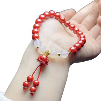 Cinnabar Vintage unisex geometrijska narukvica od kuglica s motivom lotosa, proljeće 2025
