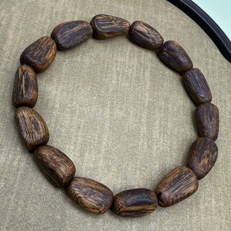 Narukvica - Vintage unisex Hainan Qinan agarwood bucket beads, ručno izrađeno, 22 perle