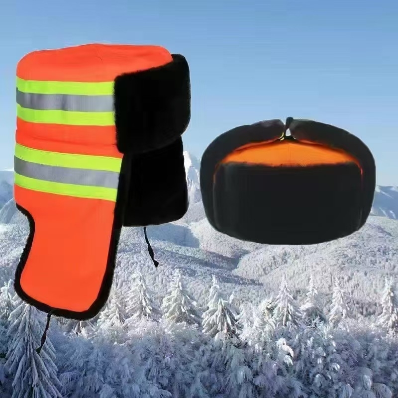 Șapcă Lei Feng pentru muncă în aer liber, iarnă – căptușită cu fleece, grosime, protecție pentru urechi (unisex, twill din bumbac)