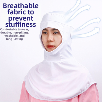 Căciulă de protecție la praf cu fular elastic și clipsuri pentru urechi, milk silk, unisex, vârf plat, toate anotimpurile