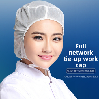 Șapcă din plasă cu căptușeală internă pentru atelierul de la o fabrică alimentară, cu șiret, respirabilă, ușoară, fir warp-knitting