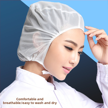 Șapcă din plasă cu căptușeală internă pentru atelierul de la o fabrică alimentară, cu șiret, respirabilă, ușoară, fir warp-knitting