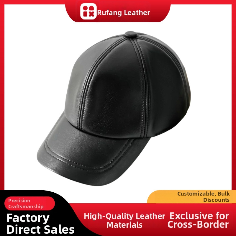 Pălărie plată unisex din piele de capră, bor arc, vârf plat, model monocrom, cusătură simplă; potrivită pentru iarnă, primăvară și toamnă