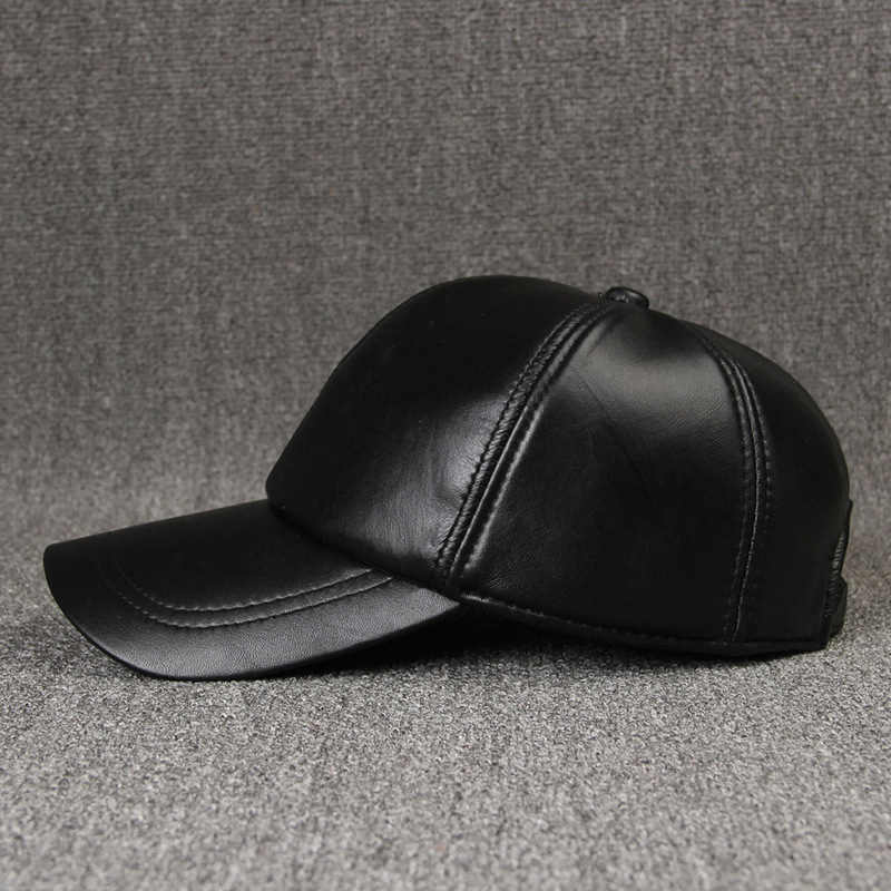 Pălărie plată unisex din piele de capră, bor arc, vârf plat, model monocrom, cusătură simplă; potrivită pentru iarnă, primăvară și toamnă