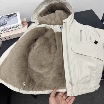 Unisex dječja jakna od poliestera s fleece podstavom, quilted dizajn, stojeći ovratnik, za djecu stariju od 8 godina