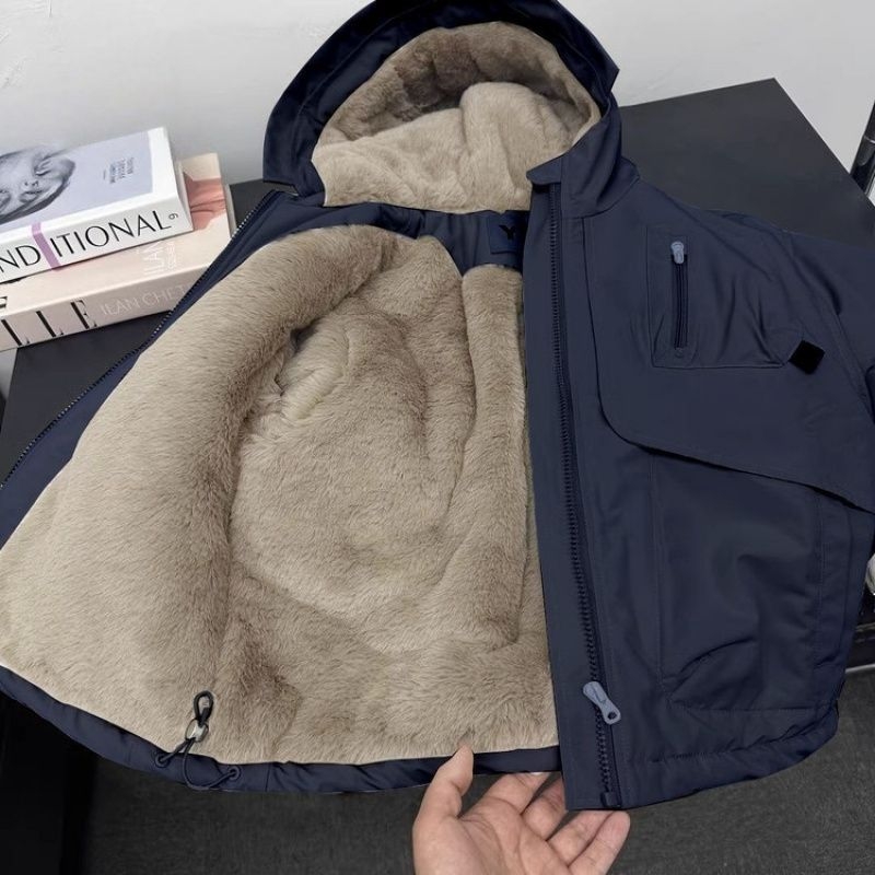 Unisex dječja jakna od poliestera s fleece podstavom, quilted dizajn, stojeći ovratnik, za djecu stariju od 8 godina