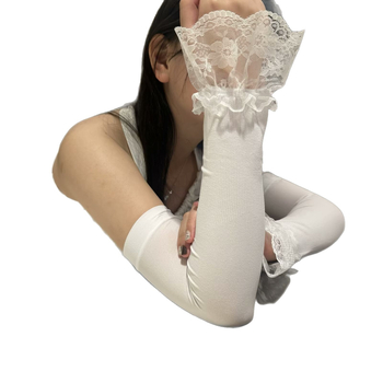 Moteriški vasaros UV rankovės dviračiu užsiėmimams lauke, su nėrinių kraštu, pritaikomi pagal brėžinius, išleidimas 2025 m. vasarą