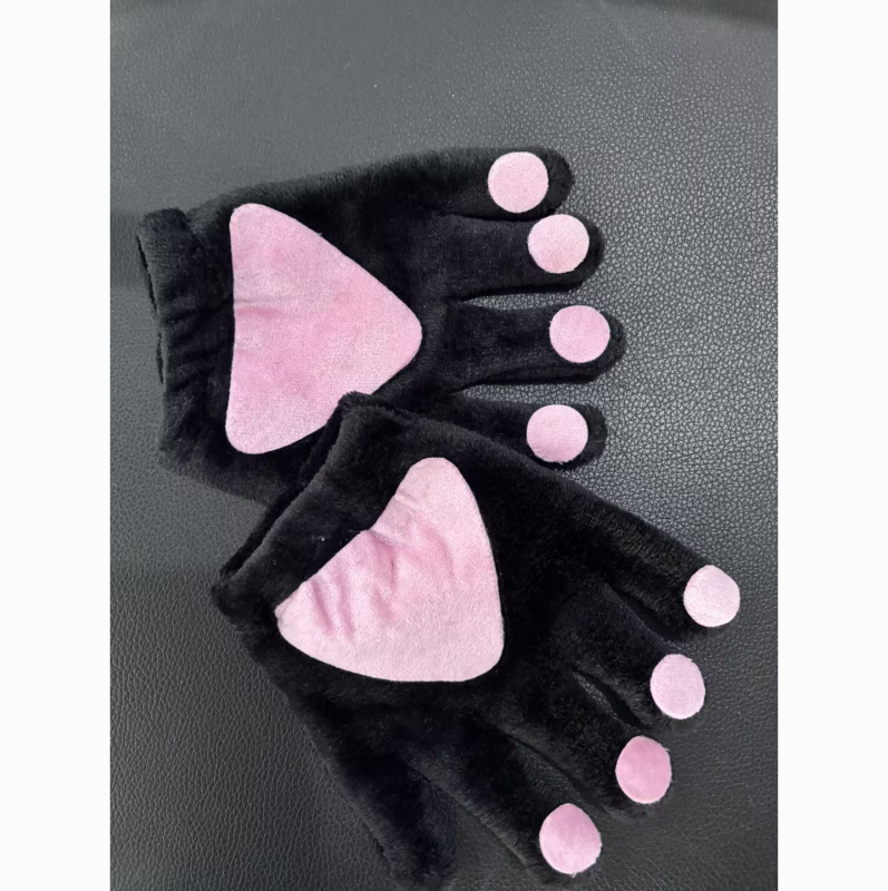 Cosplay γάντια γάτας με πατουσάκια, χειροποίητα βελούδινα, κεντημένο μοτίβο καρτούν, Unisex, TY-220