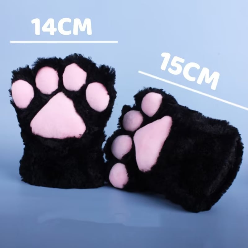 Cosplay γάντια γάτας με πατουσάκια, χειροποίητα βελούδινα, κεντημένο μοτίβο καρτούν, Unisex, TY-220