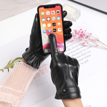 PU bőr érintőképernyős kesztyű nőknek — melegek, téli, tavaszi és őszi szezonokra