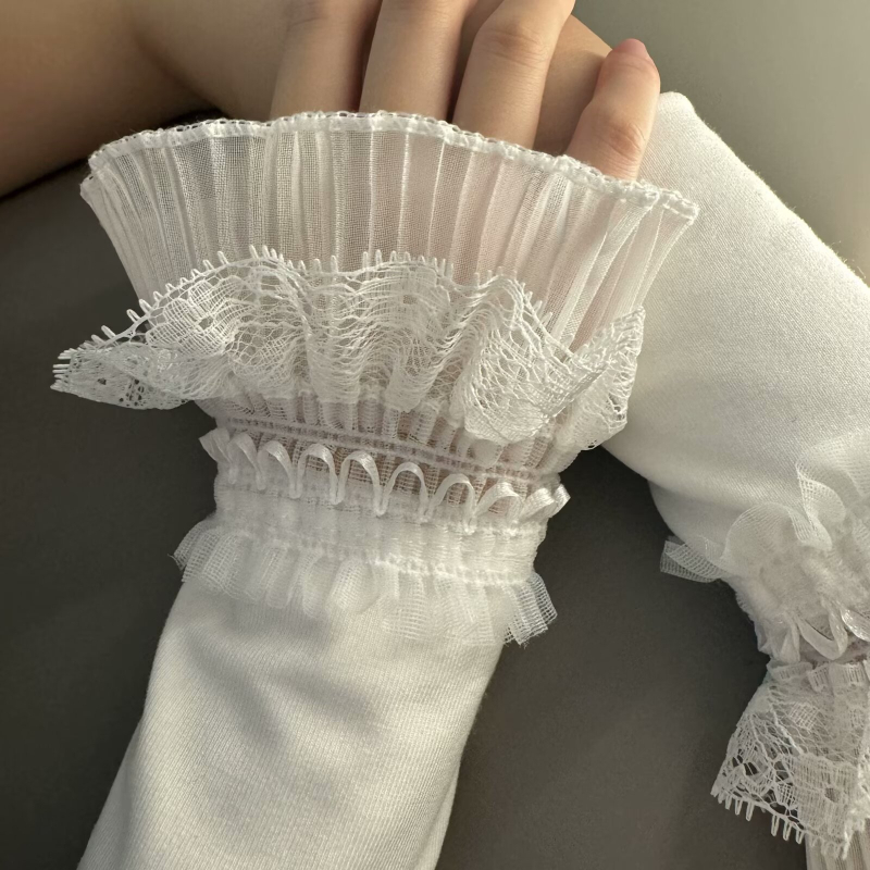 Sieviešu mežģīņu puspirkstu cimdi | Izšūts ziedu raksts, mežģīne