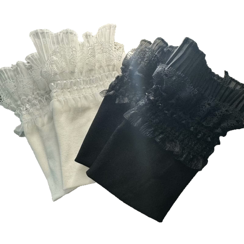 Sieviešu mežģīņu puspirkstu cimdi | Izšūts ziedu raksts, mežģīne