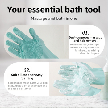 Silikona vannas cimdi – masāžas birste sunim, matu noņemšana, zīmols Receive the shell, 201 gab. kastē