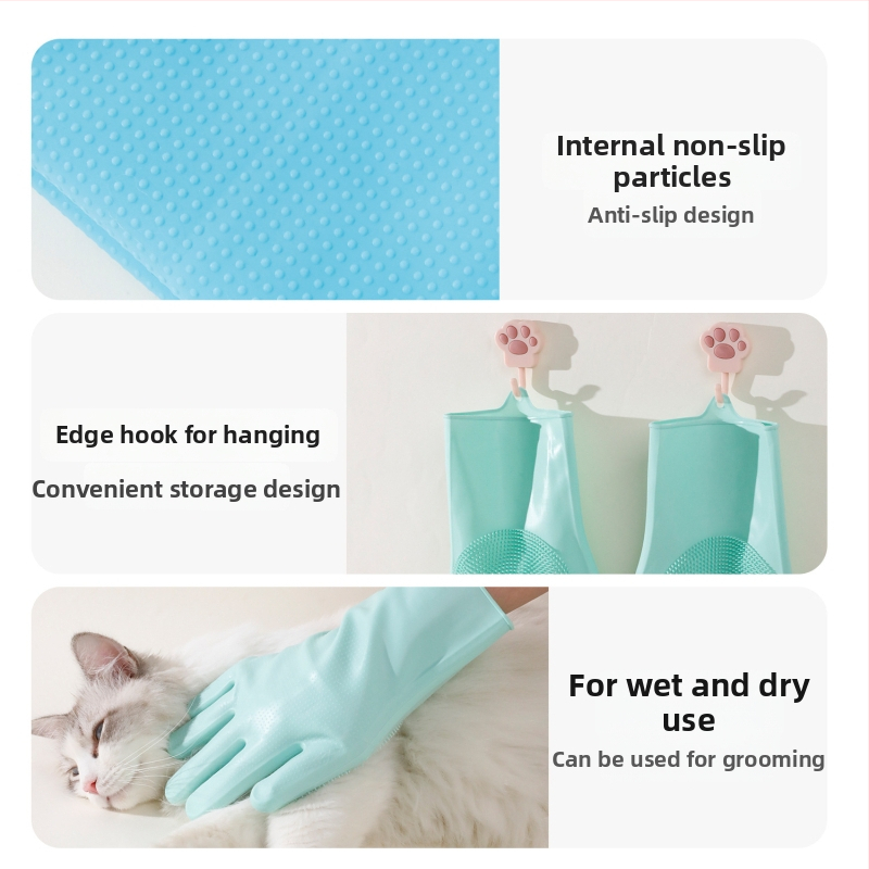 Silikona vannas cimdi – masāžas birste sunim, matu noņemšana, zīmols Receive the shell, 201 gab. kastē