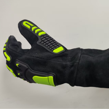 Čūsku notveršanas cimdi, bieza paplašināta liellopa ādas cimdi ar ādas iekšējo pamatni, aizsardzība pret griezumiem un iedurieniem, augsta temperatūras noturība, piemēroti čūsku kodieniem