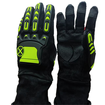 Čūsku notveršanas cimdi, bieza paplašināta liellopa ādas cimdi ar ādas iekšējo pamatni, aizsardzība pret griezumiem un iedurieniem, augsta temperatūras noturība, piemēroti čūsku kodieniem