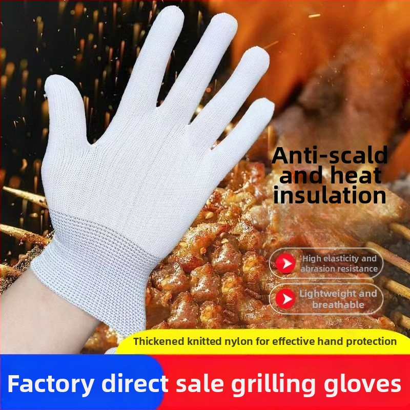 Barbekiu pirštinės, nailonas, atsparios karščiui, alyvos lašų apsauga