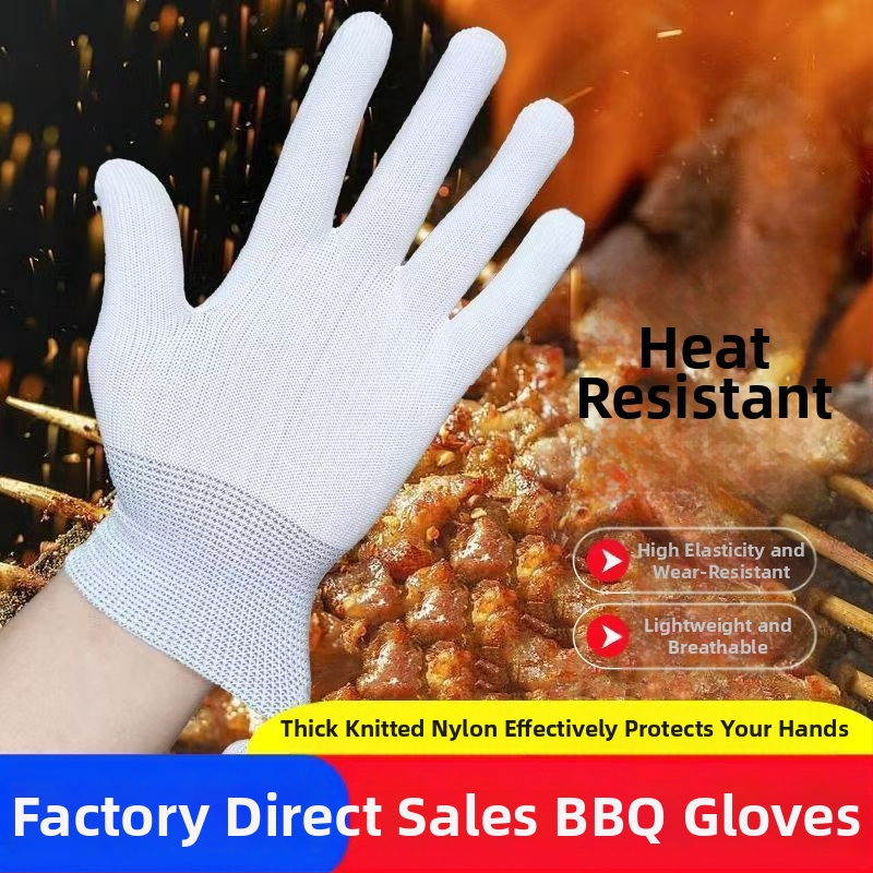 Barbekiu pirštinės, nailonas, atsparios karščiui, alyvos lašų apsauga