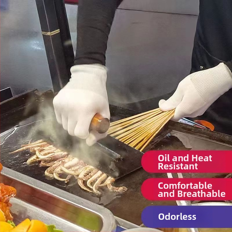 Barbekiu pirštinės, nailonas, atsparios karščiui, alyvos lašų apsauga