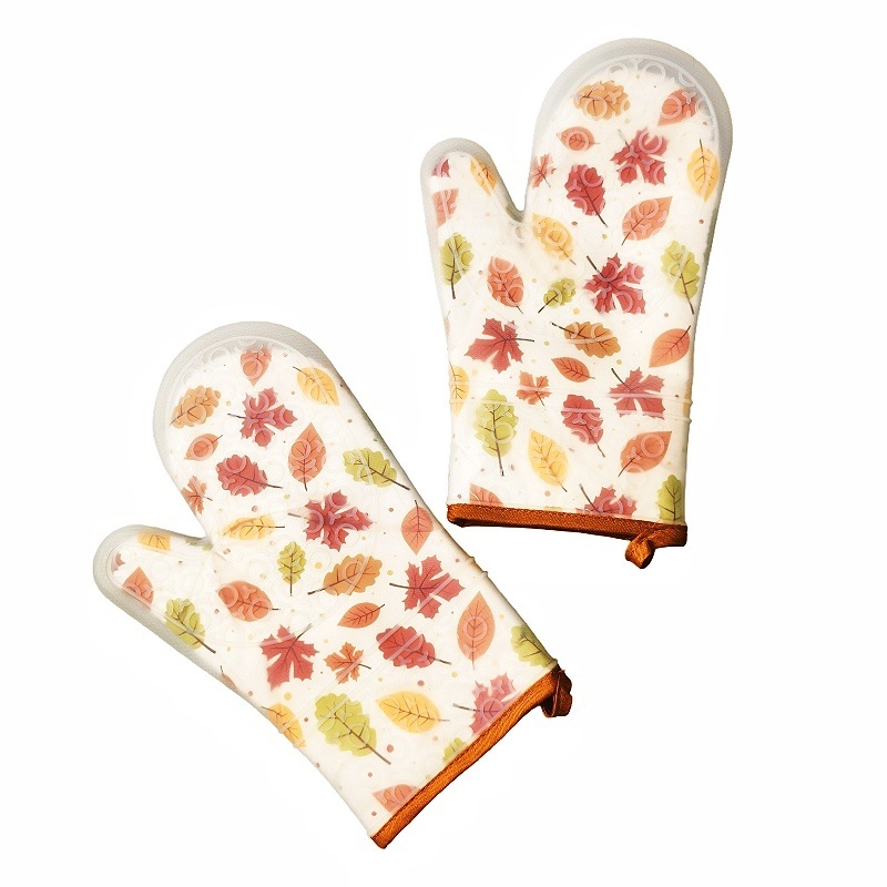 Silikona virtuves cimdi ar auduma oderi, izturīgi pret karstumu, pretslīdes, cepšanai