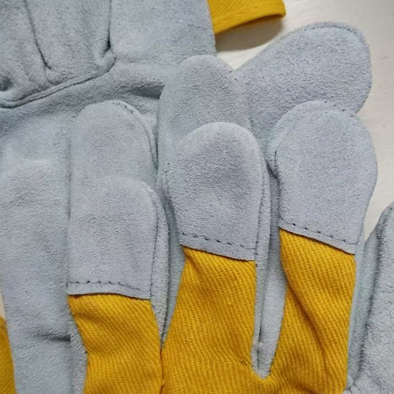 Защитни ръкавици за заваряване, от кожа на говеждо, пълна длан, велур, удебелени, против хлъзгане, устойчиви на високи температури, за електростроителство