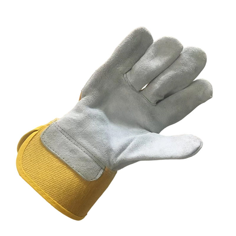 Защитни ръкавици за заваряване, от кожа на говеждо, пълна длан, велур, удебелени, против хлъзгане, устойчиви на високи температури, за електростроителство