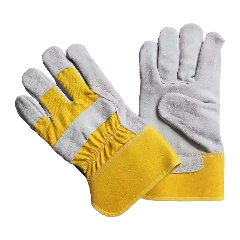 Защитни ръкавици за заваряване, от кожа на говеждо, пълна длан, велур, удебелени, против хлъзгане, устойчиви на високи температури, за електростроителство