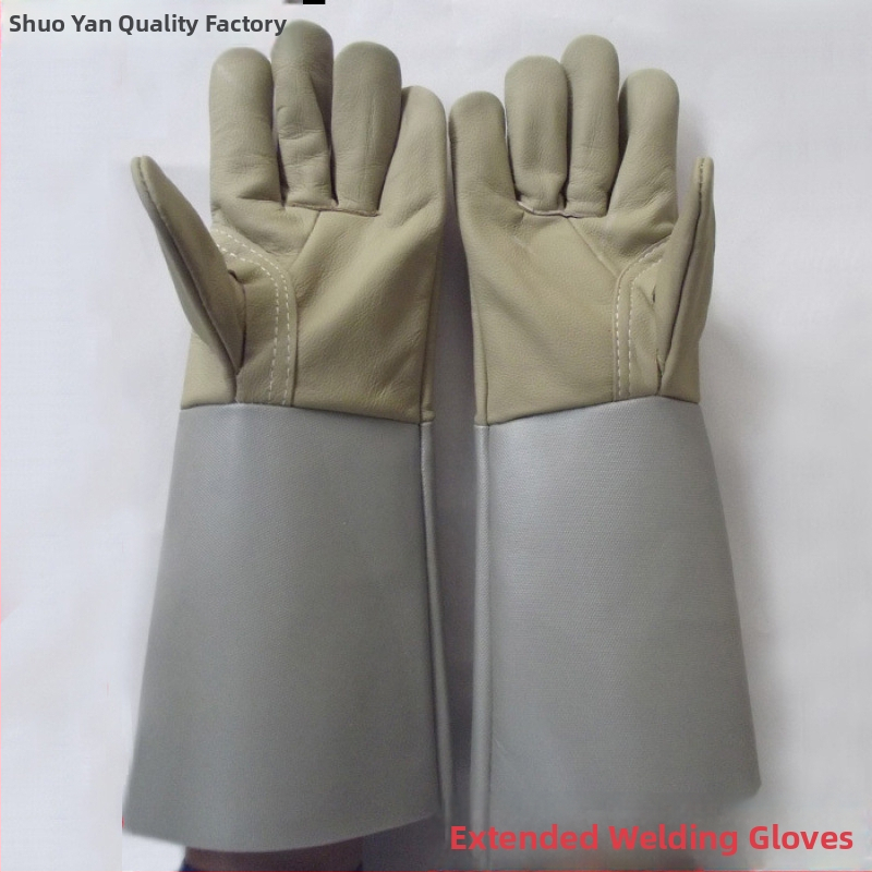 Dx7L Metināšanas cimdi no pilnas ādas, garāki, siltuma izolējoši un izturīgi pret augstām temperatūrām, izturīgi pret caurduršanu un pilieniem