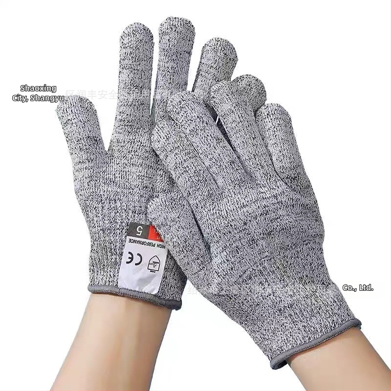 Runfeng cimdi ar griešanas aizsardzību, 13-gauge līmenis 5, izturīgi pret nolietošanos, elpojoši, pārtikas klases virtuves cimdi HPPE/stikla šķiedra/spandekss