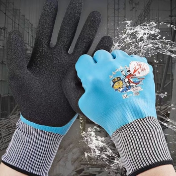 Altair 588 Двуслойни Работни Предпазни Ръкавици – Водоустойчиви, Износоустойчиви, Неплъзгащи се Каучукови, Тегло 87 g