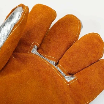 Ръкавици за заваряване от телешка кожа с алуминиево фолио за изолация, термоустойчиви за високи температури