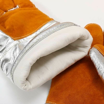 Ръкавици за заваряване от телешка кожа с алуминиево фолио за изолация, термоустойчиви за високи температури