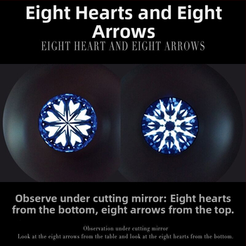Moissanite κυκλικός λίθος, Eight Hearts Eight Arrows κοπή, VVS διαύγεια, εργαστηριακά καλλιεργημένος πολύτιμος λίθος