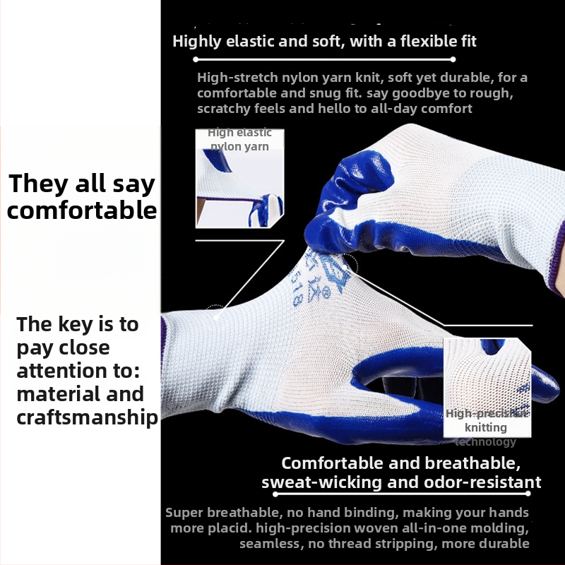 Маслоустойчиви работни ръкавици с неплъзгащ се гумен захват, тегло 32, предназначени за строителство, нефтена индустрия, минно дело и машиностроене