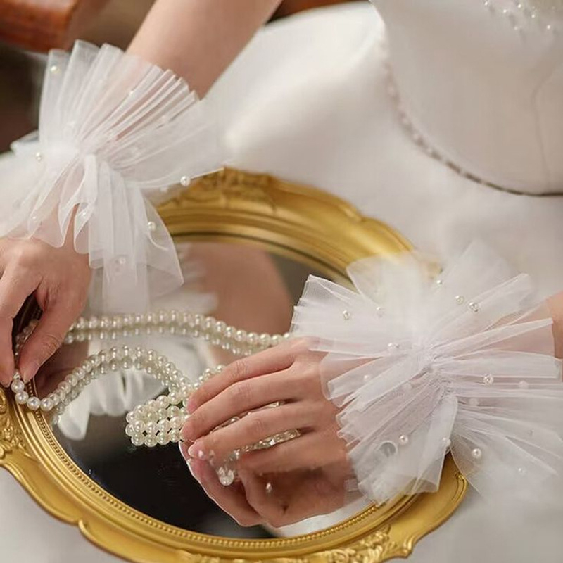 Ručni izradak rukav s perlama u Lolita stilu, čipkasti, bez prstiju, vjenčani dodatak