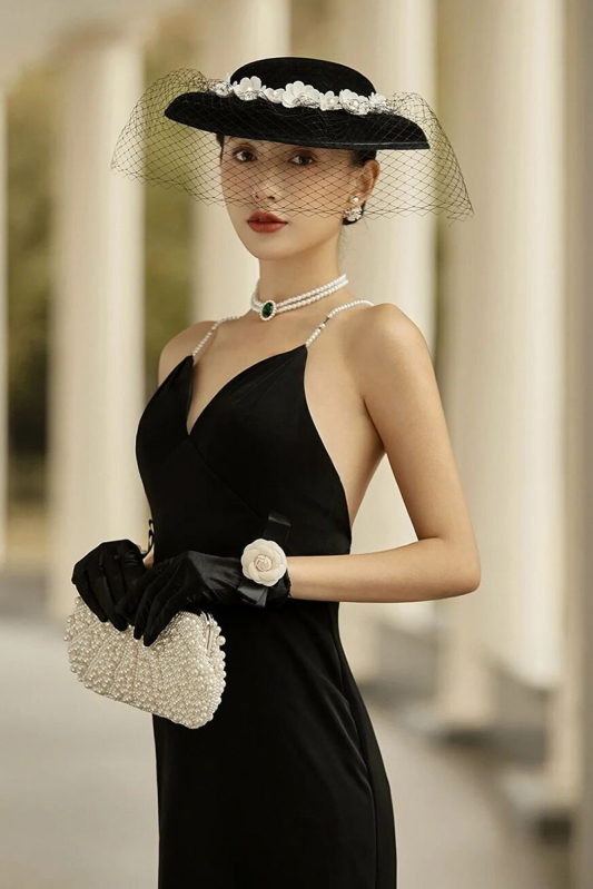 Saten kratke rukavice za nevjestu s mašnom, elegantan dizajn, francusko-retro Hepburn stil
