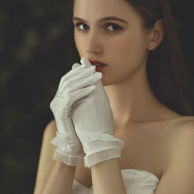 Mănuși scurte din satin pentru femei, elegante pentru petreceri, accesorii de fotografie, design original