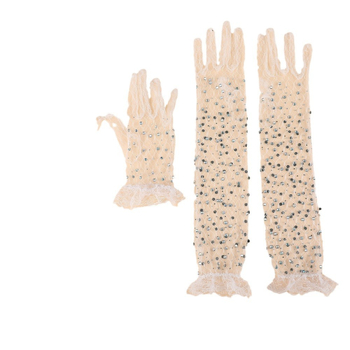 Mănuși femei din fir cu model pătrățos și diamante strălucitoare – decorative, stil simplu, pentru vară