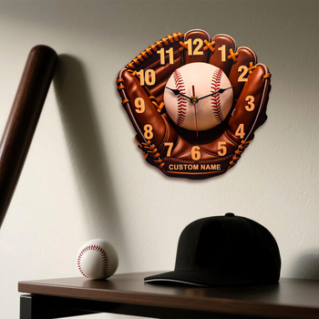 Zidni sat s rukavicom za baseball (Materijal: Drvo; Stil: Moderno minimalistički; Kategorija: Ručni ukrasi za vješanje; Primjena: Doma, Ured)