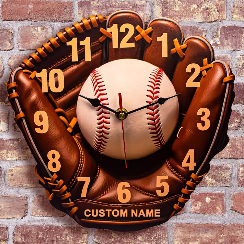 Zidni sat s rukavicom za baseball (Materijal: Drvo; Stil: Moderno minimalistički; Kategorija: Ručni ukrasi za vješanje; Primjena: Doma, Ured)