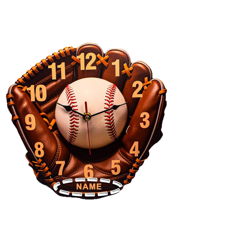 Zidni sat s rukavicom za baseball (Materijal: Drvo; Stil: Moderno minimalistički; Kategorija: Ručni ukrasi za vješanje; Primjena: Doma, Ured)