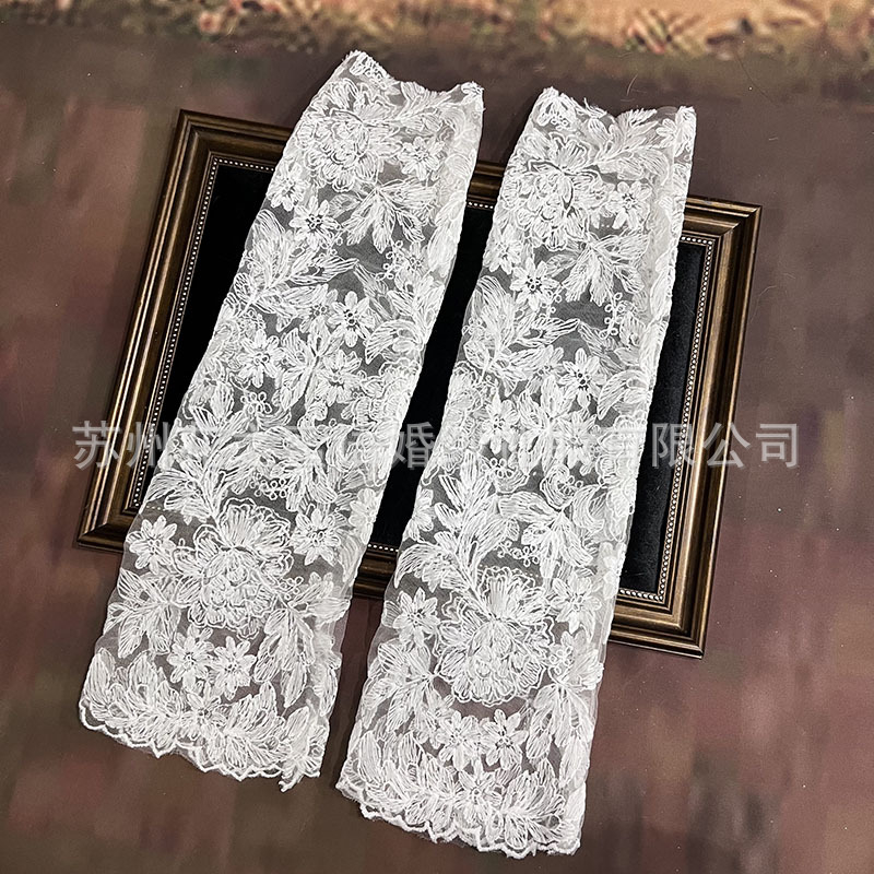 Menyasszonyi csipkés kesztyűk hosszú fazonban, francia ihletésű retro udvari stílus, dekoratív esküvői kiegészítő, csipke anyag, nőknek, tavasz 2024