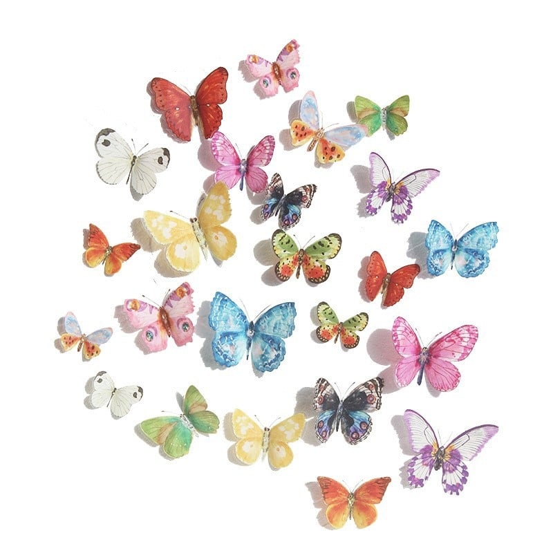 Autocolante de perete 3D cu fluturi, PVC, model desen animat, 5+ bucăți, rezistente la apă, stil modern minimalist